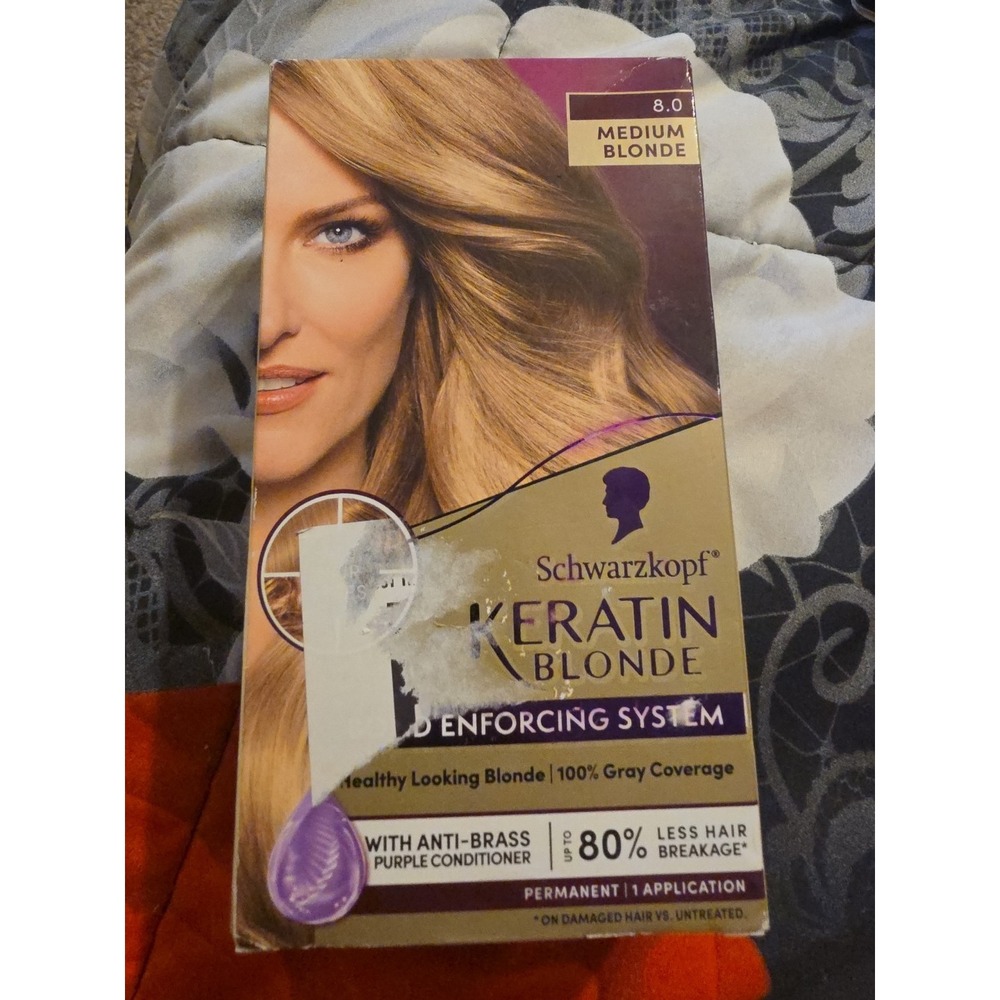 Schwarzkopf Keratin Blonde Hair‎ Dye, 8.0 Medium Blonde, Professional Quality